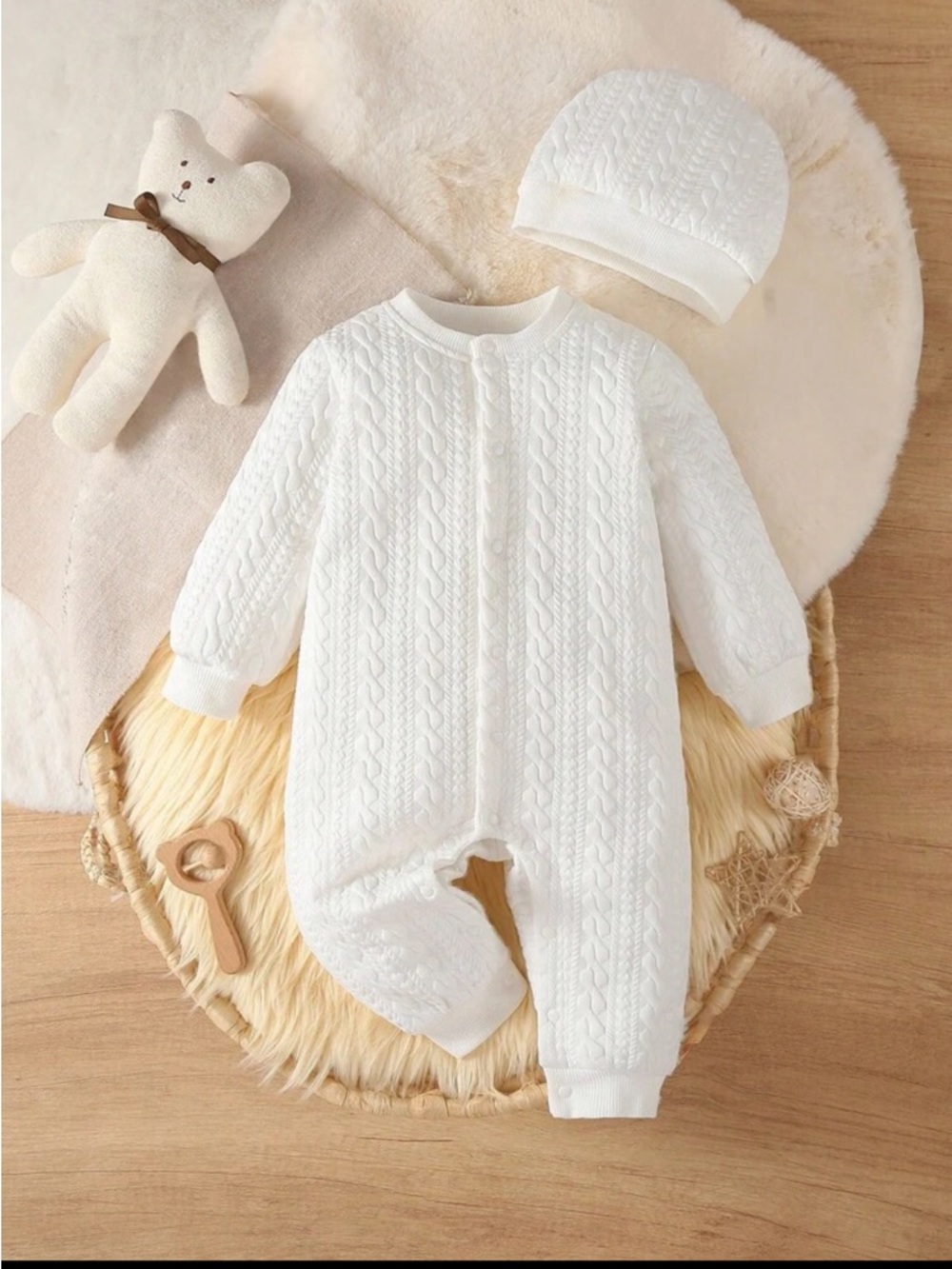 White Quilted Baby Onesie Size 0-3 Months